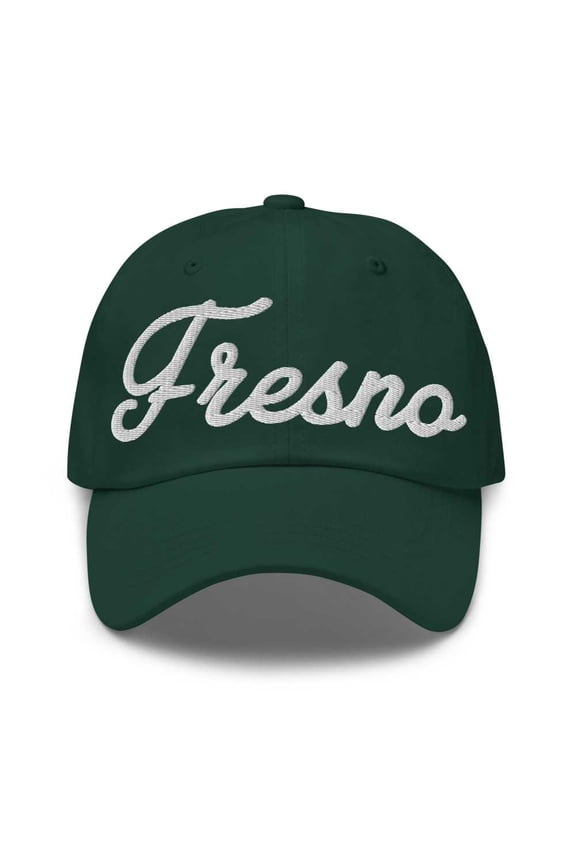 Fresno Baseball Cap Fresno Dad Hat Bold Script Ohio OH Hat Embroidered Souvenir Gift Spruce