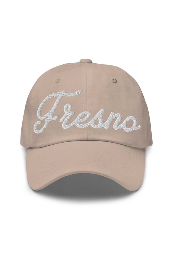 Fresno Baseball Cap Fresno Dad Hat Bold Script Ohio OH Hat Embroidered Souvenir Gift Stone