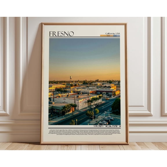 Fresno California Cityscape Art, California Urban Landscape Poster, Fresno Print, Usa Travel Decor, Poster Only