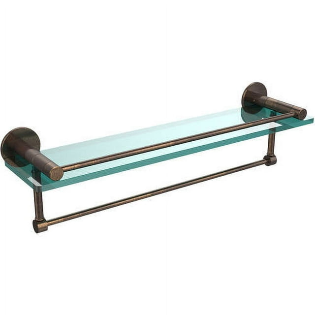 Fresno Collection 22-in Glass Shelf with Vanity Rail and Integrated Towel Bar in Venetian Bronze