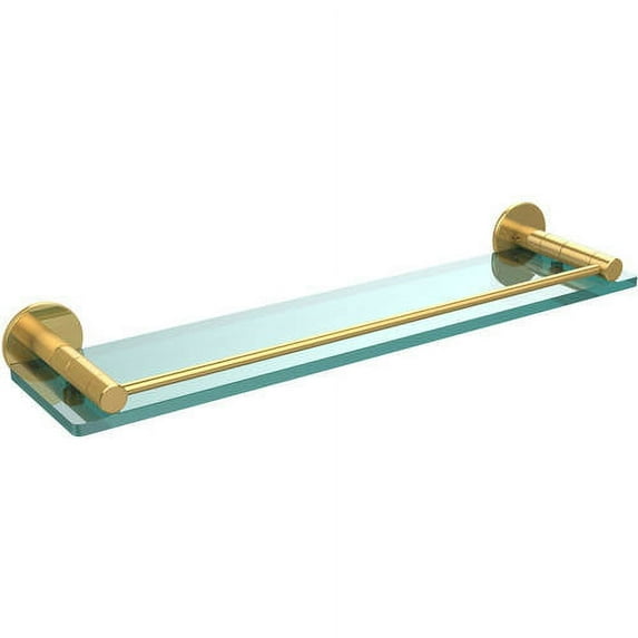 Fresno Collection Glass Shelf with Vanity Rail - Polished Brass / 22 Inch