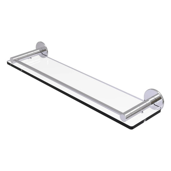 Fresno Collection Glass Shelf with Vanity Rail - Polished Chrome / 22 Inch