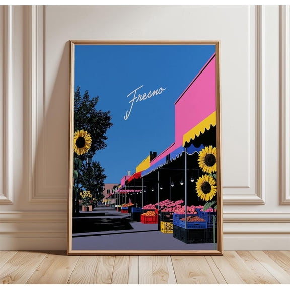 Fresno Farmers Market California Travel Print Wall Art, Unframed Paper Print