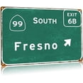 thumbnail image 1 of Fresno Road Sign Metal Tin Signs Exit Only Highway Direction Interstate 99 Signage Urban Country Street Club Office Vintage Wall Decor 24x32 Inches, 1 of 5