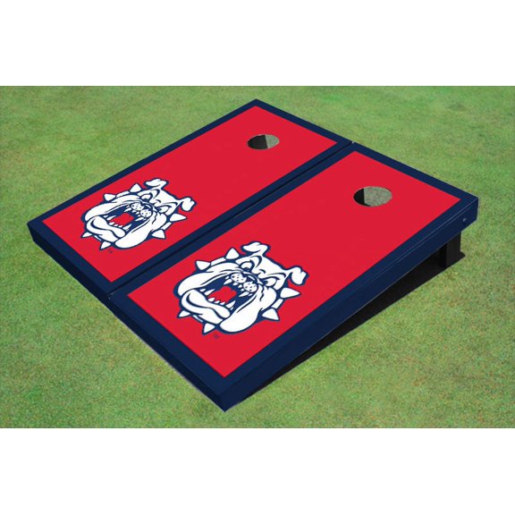 Fresno State Bulldog 'Dog Face' Red Matching Border Cornhole Boards