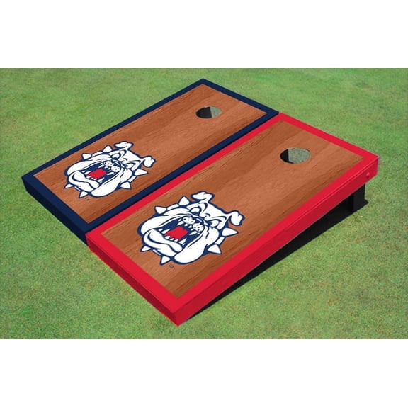 Fresno State Bulldog 'Dog Face' Rosewood Alternating Border Cornhole Boards