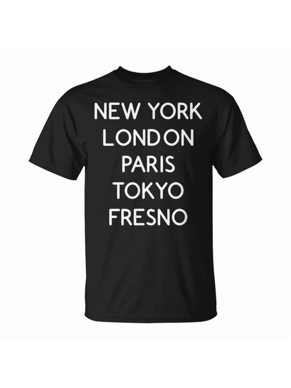 Fresno Worldclass Cities Graphic Cotton T-Shirt Unisex Adult Soft Short Sleeve Tee for Casual Everyday Wear, Size S, Color Black