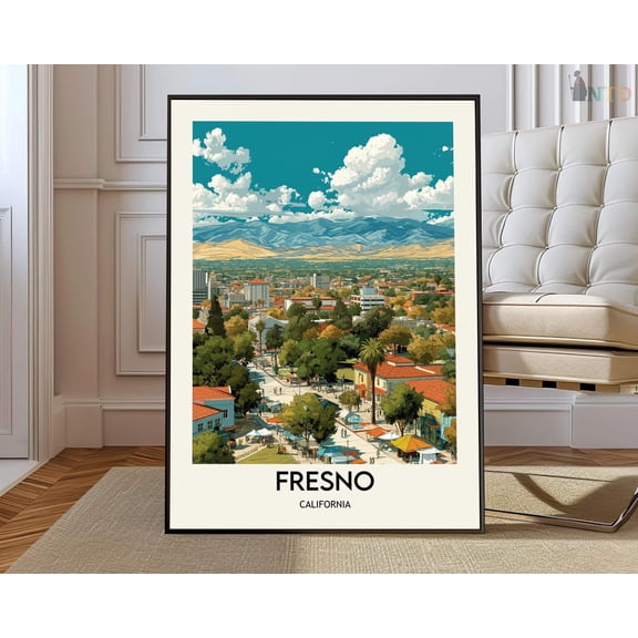 Fresno poster, Fresno Wall Art, Fresno Print, Fresno Photo, Fresno Poster Print, Fresno Travel, Fresno city, Fresno California map, Unframed Canvas 8x10in
