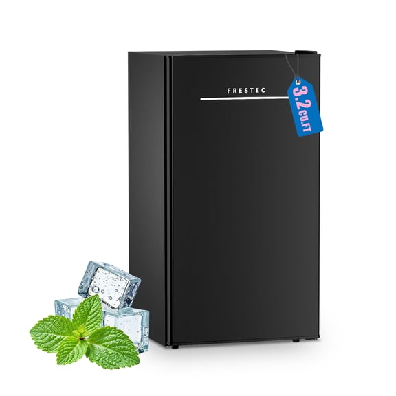 Frestec 3.1 Cu Ft Single Door Mini Refrigerator, Compact Fridge for Bedroom, Dorm, Office, Stainless Steel Look