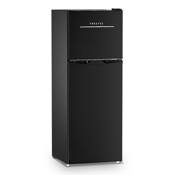 Frestec 4.7 Cu.Ft Mini Fridge with Freezer, Double Door Mini Fridge with Top Freezer, 7 Temperature Settings, Adjustable Shelves, Black