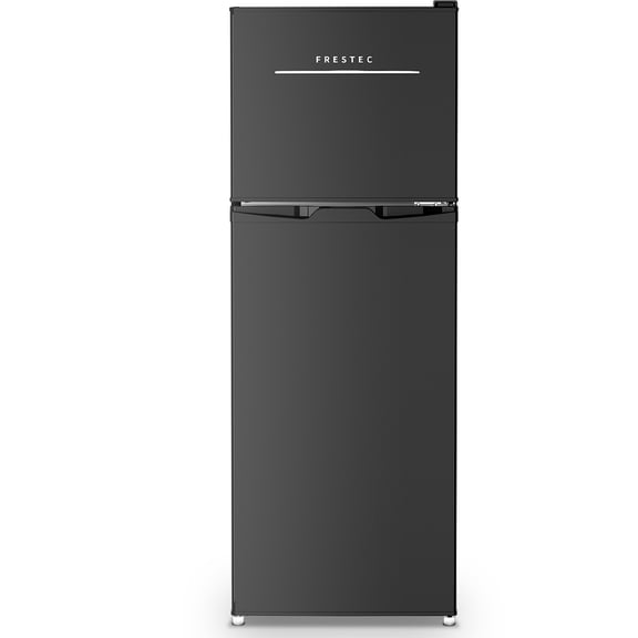 Frestec 4.7 Cu.Ft Mini Refrigerator with Freezer, Double Door Mini Fridge with Top Freezer, 7 Temperature Settings, Adjustable Shelves, Black