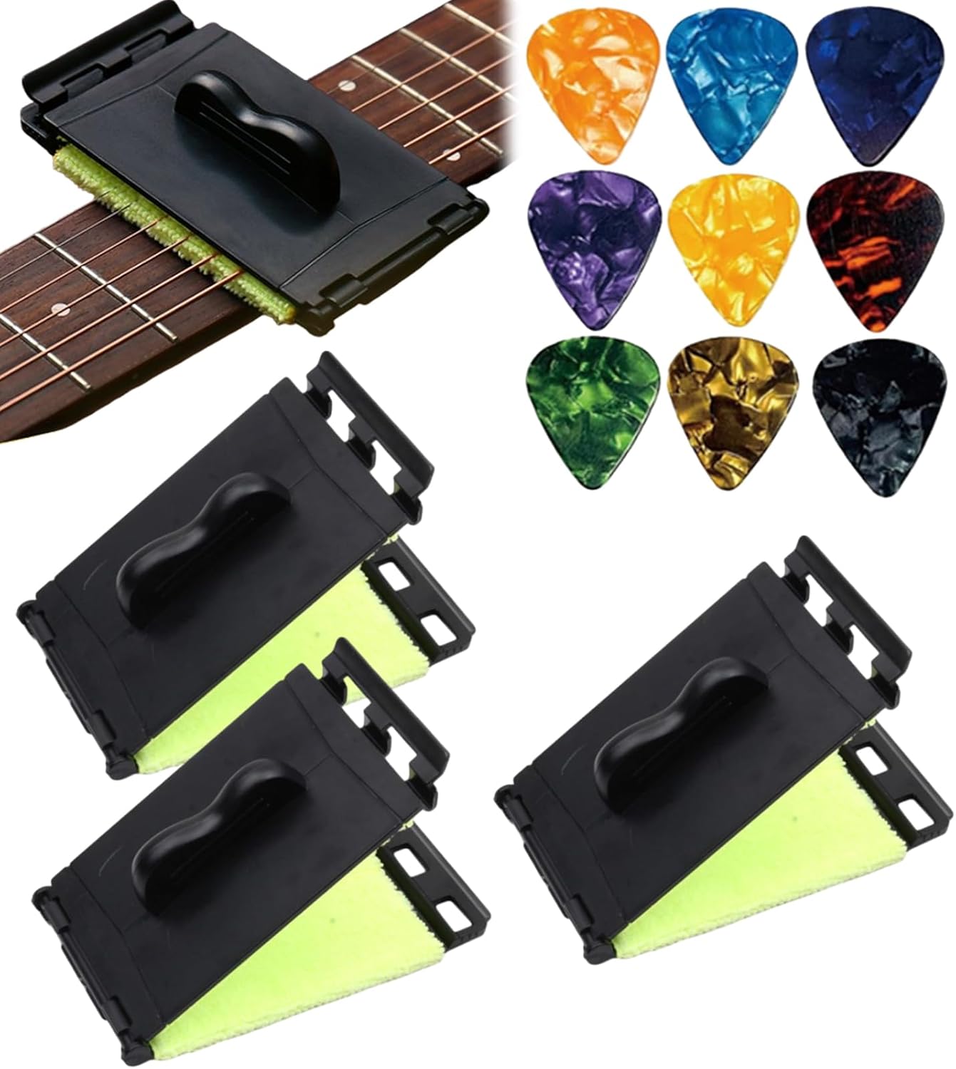 Wash Bucket String Instruments Fret Floss Guitar String Cleaner Scrubber, Reusable Portable Electric ...