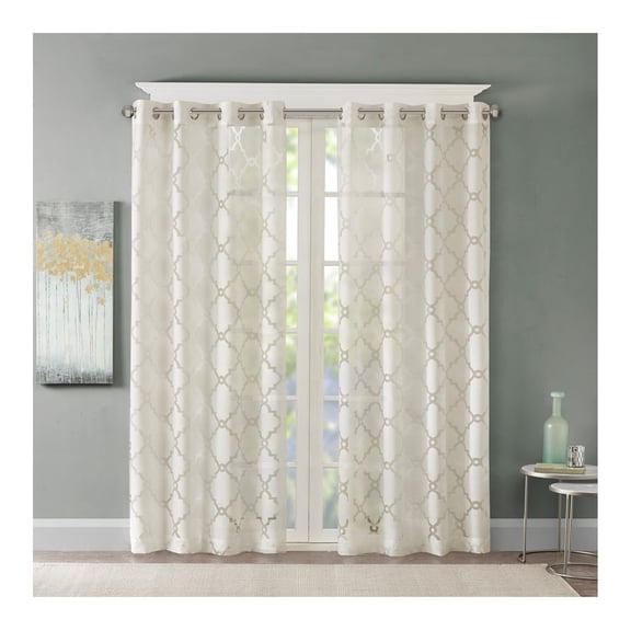 Fretwork Burnout Sheer Curtain Panel