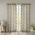 thumbnail image 1 of Fretwork Print Blackout Window Curtain, Grommet Top Window Curtain Panel for Living Room Bedroom, Scroll Geometric Fretwork Print Design Window Curtain Panel in Grommet Top, Khaki+Black, 1 of 9