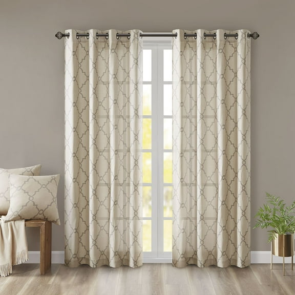 Blackout Curtains Fretwork Print Grommet Top Window Curtain Panel(Only 1 Pc Panel),Sheer Curtains