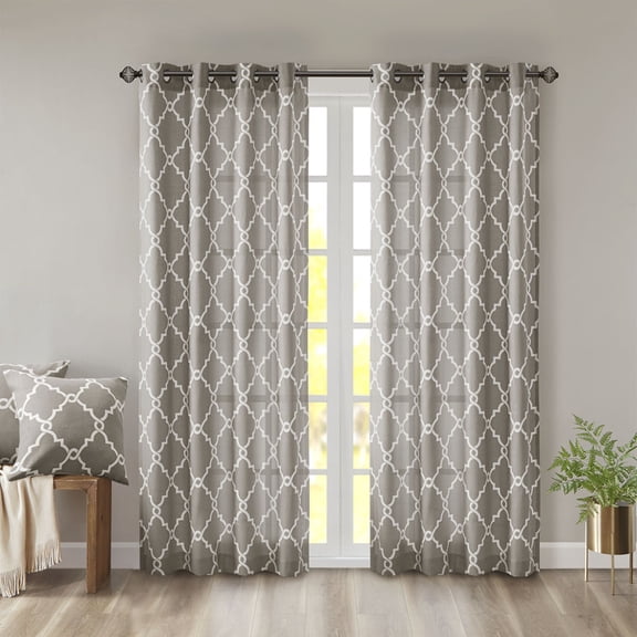 Fretwork Print Grommet Top Window Curtain Panel(Only 1 Pc Panel) On-Site
