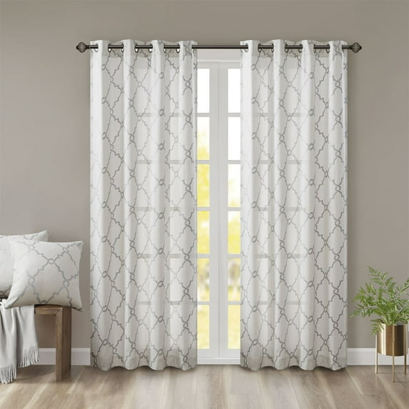 Fretwork Print Grommet Top Window Curtain Panel(Only 1 Pc Panel) On-Site