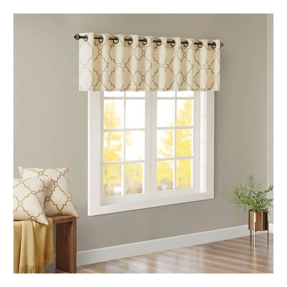 Fretwork Print Grommet Top Window Valance Beige/ 50x18"