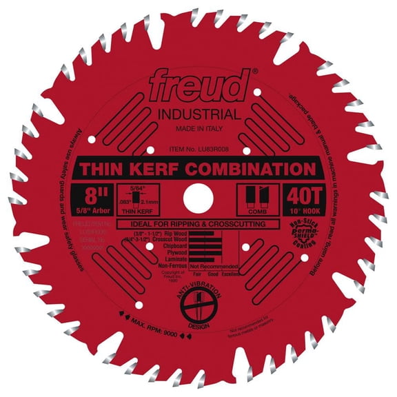 Freud 8 In. X 40T Thin Kerf Combination Blade