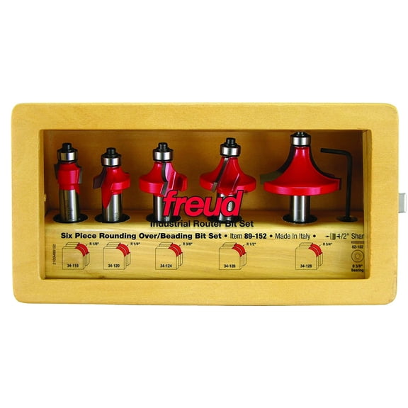 Freud 89-152 5 Piece Round Over/Beading Bit Set w/ 1/2 Inch Shank & Storage Box