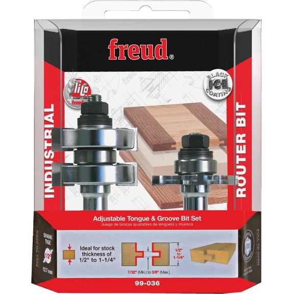 Freud 99-036: 1-3/4" (Dia.) Adjustable Tongue & Groove Bit Set