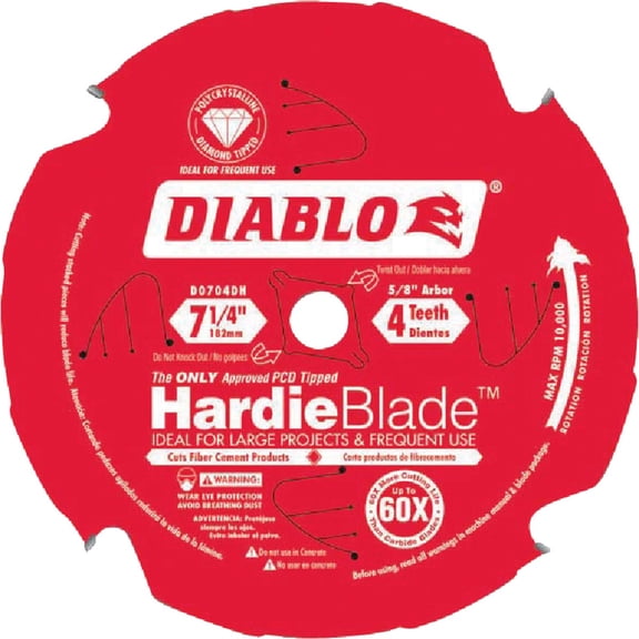 Freud D0704DH Diablo 7-1/4"x4T PCD Tip TCG Hardie Fiber Cement Saw BLD,5/8 Arbor Pack of 2