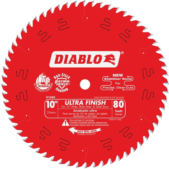 Freud D1080X Diablo 10-Inch 80-tooth ATB Finish Saw Blade with 5/8-Inch Arbor Coating 5 PACK