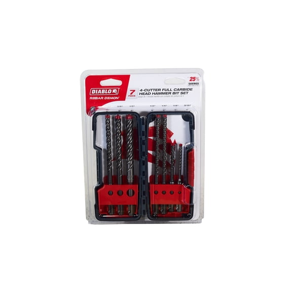 Diablo DMAPL9920-S7 SDS Plus 4 Cutter Full Carbide Head Hammer Bit Set (7 Piece)