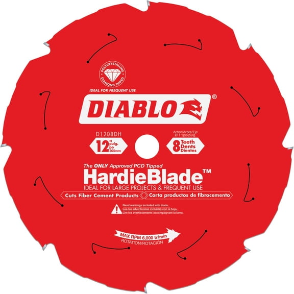 Freud Diablo 12 x 8 Tooth (PCD) Fiber Cement HardieBlade D1208DH