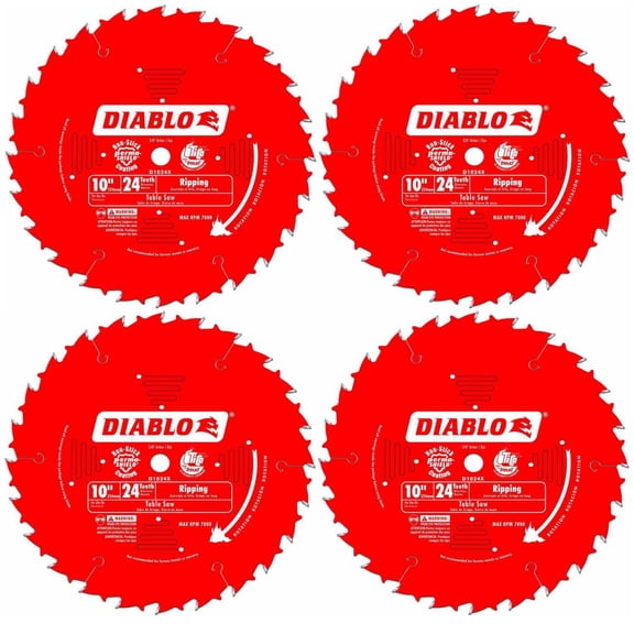 Freud Diablo D1024X 10-inch x 24-Tooth ATB Ripping Saw Blade (4-Pack)