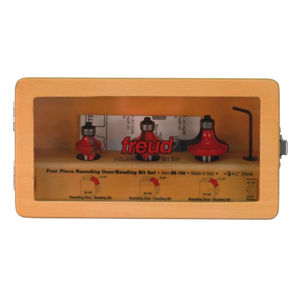 Freud Genuine 3 Piece Round Over/Beading Router Bit Sets With 1/2" Shank # 89-150