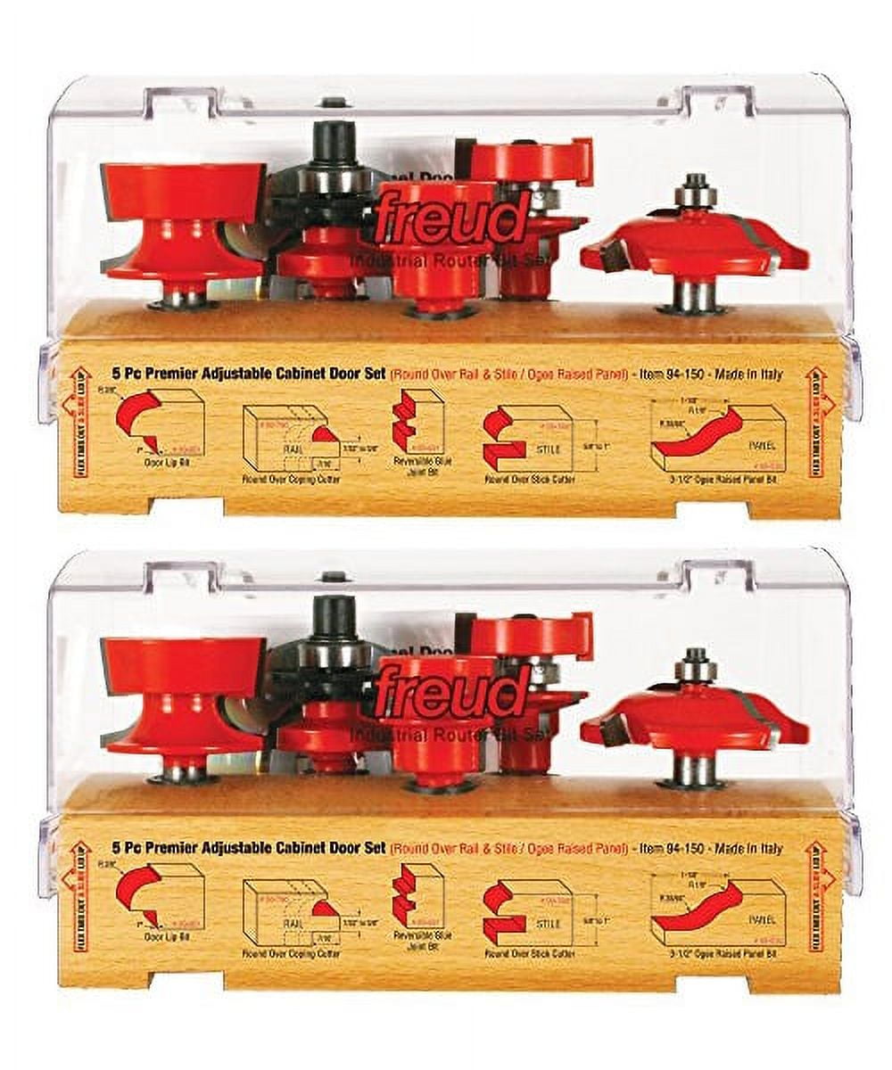 Freud Genuine 5Piece Premier Adjustable Router Bit Set With 1/