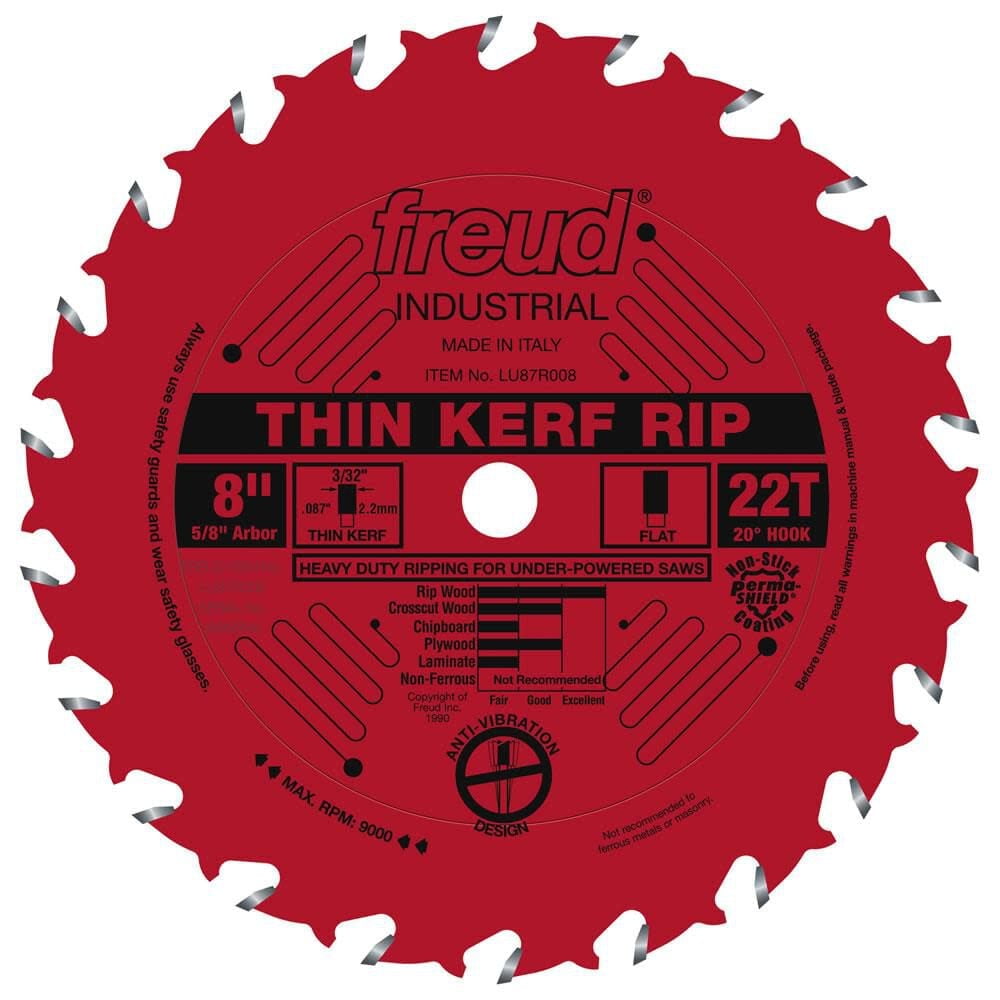 Freud 8In Thin Kerf Rip Blade With Perma-Shield Coating