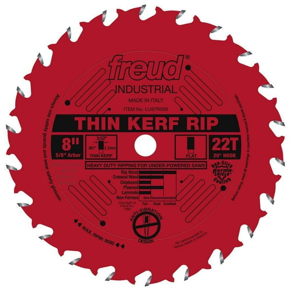 Freud 8In Thin Kerf Rip Blade With Perma-Shield Coating