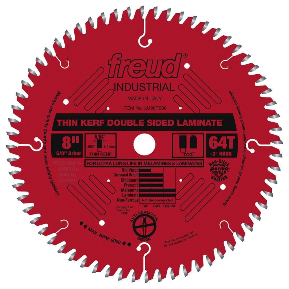 Freud 8In Thin Kerf Double Sided Laminate/melamine Blade With Perma-Shield Coating