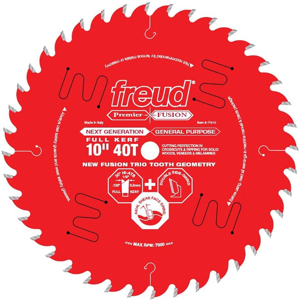 Freud P410 10 Inch 40T Next Generation Fusion Trio General Purpose Saw Blade