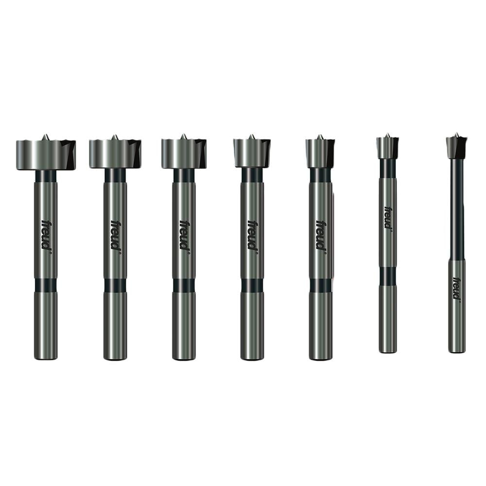 Freud PB-107B 1/4 to 1-Inch Precision Shear Flat Forstner Drill Bit Set - 7pc