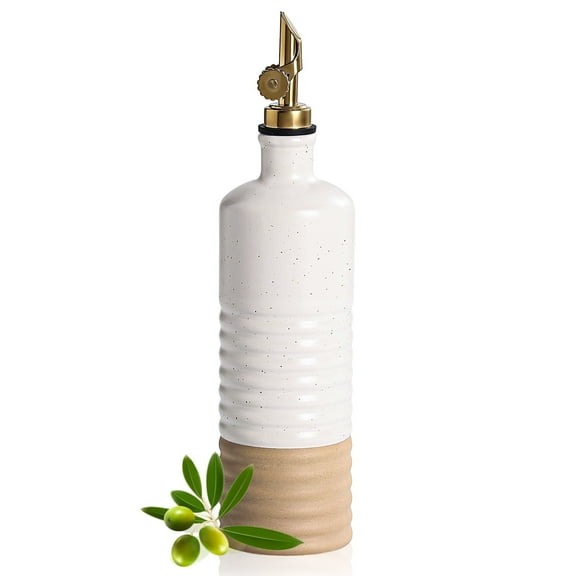 Frewinky 16.9oz Olive Oil Dispenser Bottle with Funnel, Ceramic Oil Dispenser for Kitchen, Cooking Oil Dispenser for Storage Oil, Vinegar, Syrups