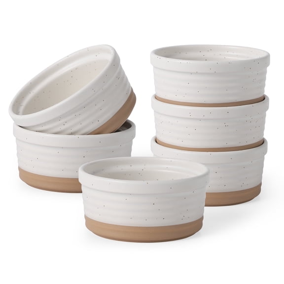 Frewinky Ceramic Ramekins 6oz,Creme Brulee Ramekins & Souffle Dishes for Oven,Mini Bowls for Pudding,Serving Dip, Custard, Ice Cream,set of 6