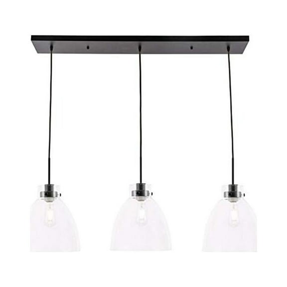 Frey 3 light Black and Clear glass pendant