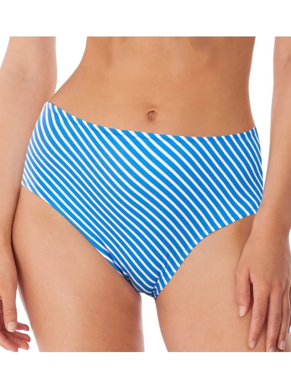 Beach Hut High Waist High Leg Swim Brief (6795),Medium,Blue Moon