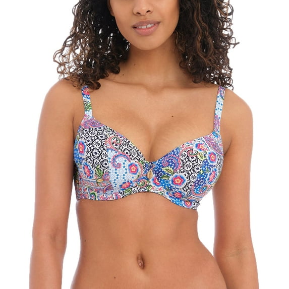 Freya Boho Breeze Underwire Plunge Bikini Top (202302),38DD,Multi