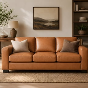 Naomi Home Freya Contemporary Oversized Genuine Leather Sofa by Naomi Home-Color: Tan