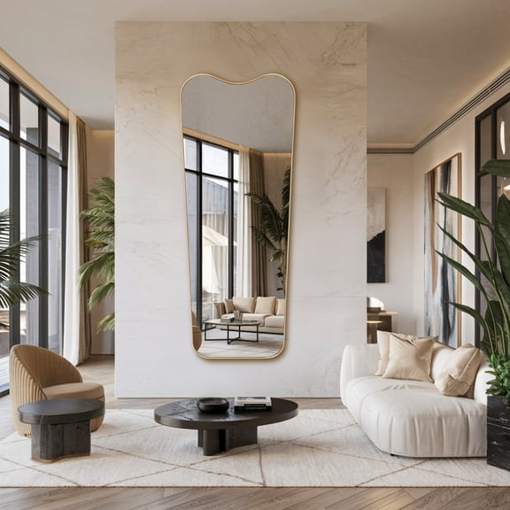 Freya Furniture Aurora Wave Mirror, Gold, 55.12 x 22.05