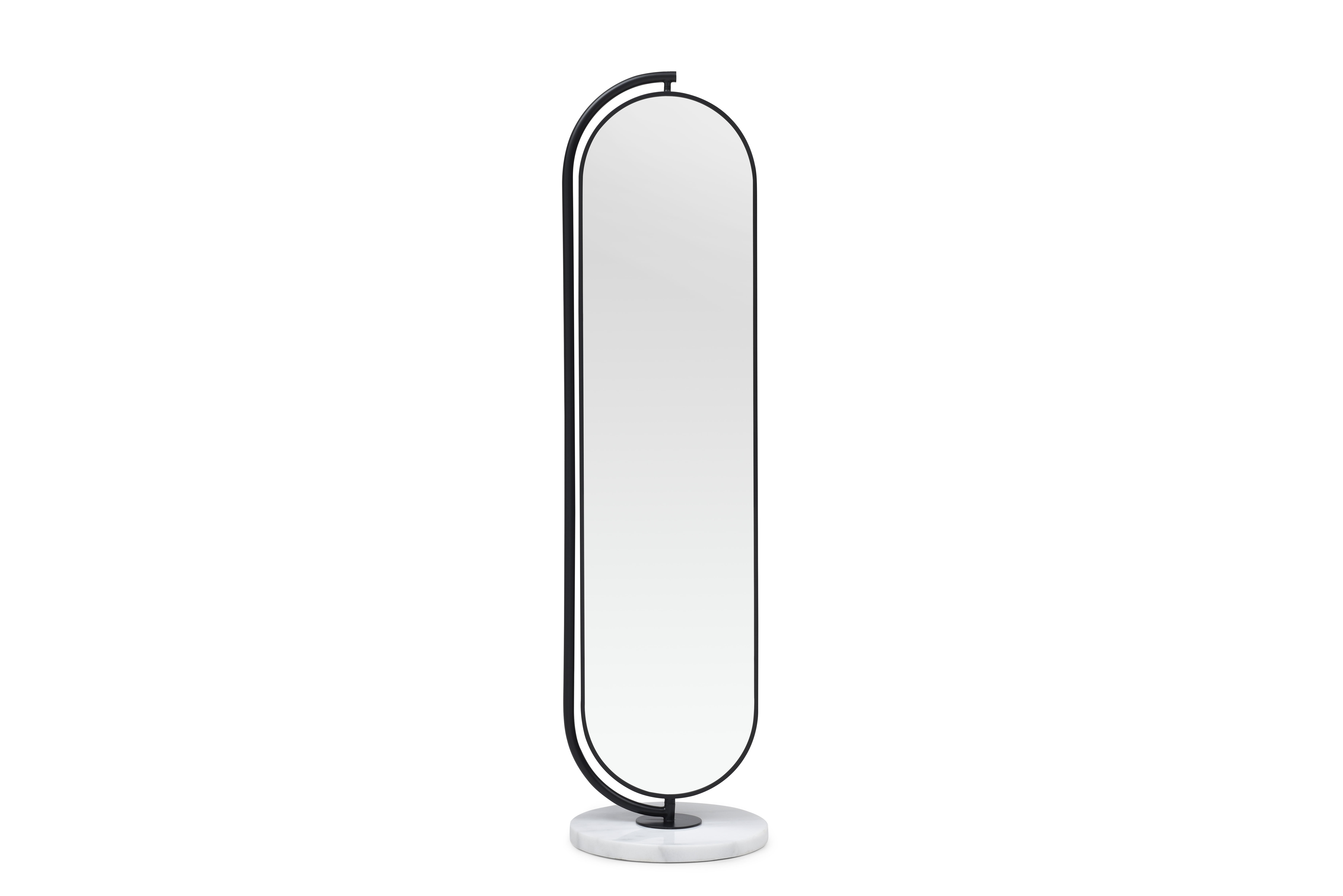Freya Furniture Solara Full-Length Mirror with Marble Stand, Black, 68. ...