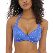 Freya Jewel Cove Banded Underwire Halter Bikini Top (7232),30GG,Azure