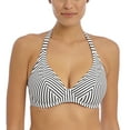 thumbnail image 1 of Freya Jewel Cove Banded Underwire Halter Bikini Top (7232),36F,Stripe Black, 1 of 4