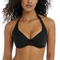 thumbnail image 1 of Freya Jewel Cove Banded Underwire Halter Bikini Top (7232),36G,Plain Black, 1 of 4