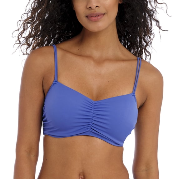 Freya Jewel Cove Convertible Underwire Bralette Bikini Top (7239),32FF,Plain Azure