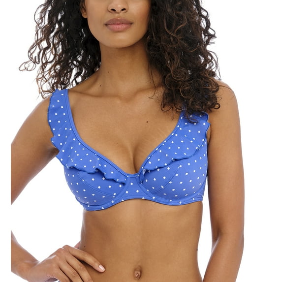 Freya Jewel Cove High Apex Underwire Bikini Top with J Hook (7230),32G,Azure